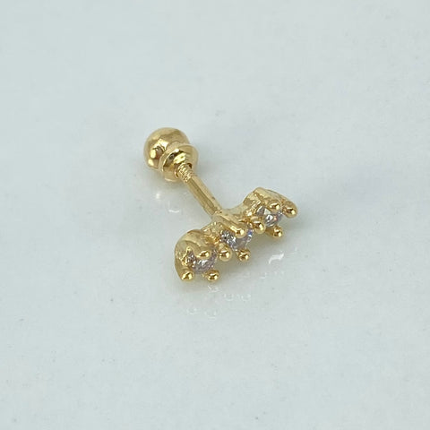 Piercing Tres Circones Blancos / Oro Amarillo 18k (Joya) / 0,5gr / 1.1cm / (Oreja) *