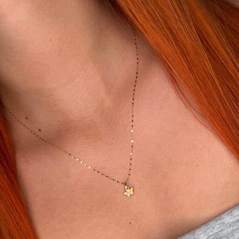 Set Cadena  Crispeta + Dije Mariposa Oro amarillo 18k 0,7 Gr / 1 mm / 50 Cm *