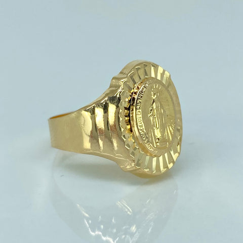 Anillo Sello Virgen Milagrosa Oro amarillo / Talla 8 3/4 / 3,35 Gr *
