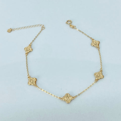 Pulso ● Trebol Aro Seguido ESP Oro amarillo 18k +3 / 0,95 Gr / 1 mm / 17 Cm †