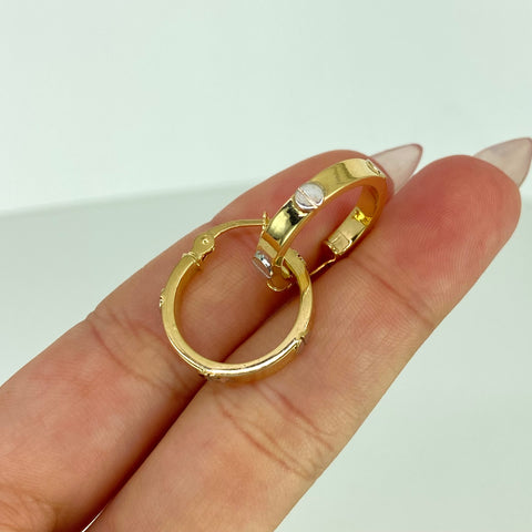 Candongas CT Oro amarillo y Oro blanco 18k 2,76 Gr / 2,2 Cm  *