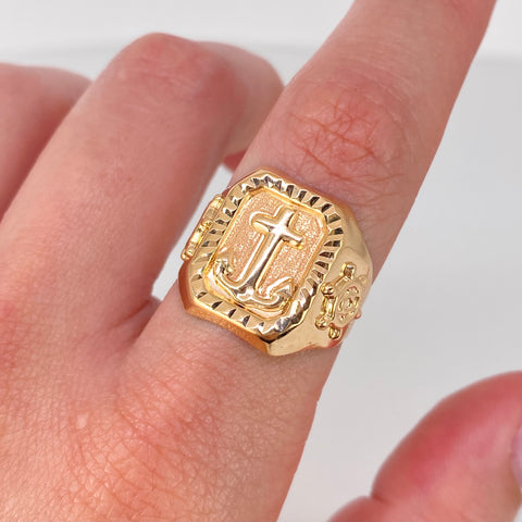 Anillo Sello Ancla Oro amarillo / Talla 9 / 3,62 Gr