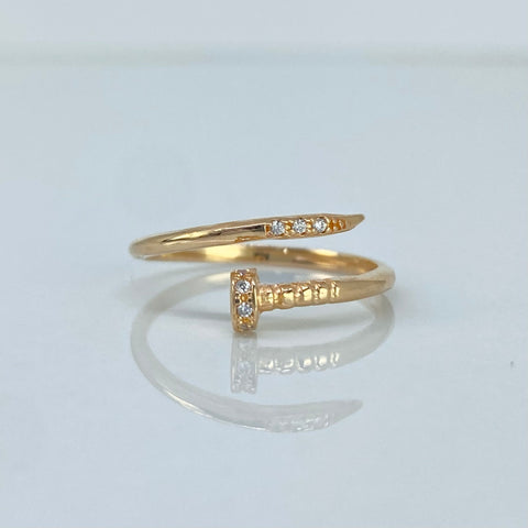 Anillo Clavo CT Circones Blancos Oro amarillo / Talla 7 1/4 / 1,85 Gr *