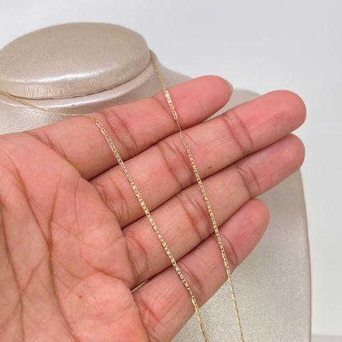 Cadena ● Escalera Plana Diamantada Tres oros 18k 1,35 Gr / 1,2 mm / 45 Cm *