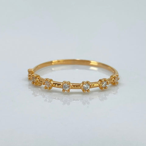 Anillo Circones Blancos Oro amarillo 18k / Talla 8 / 1,08 Gr *