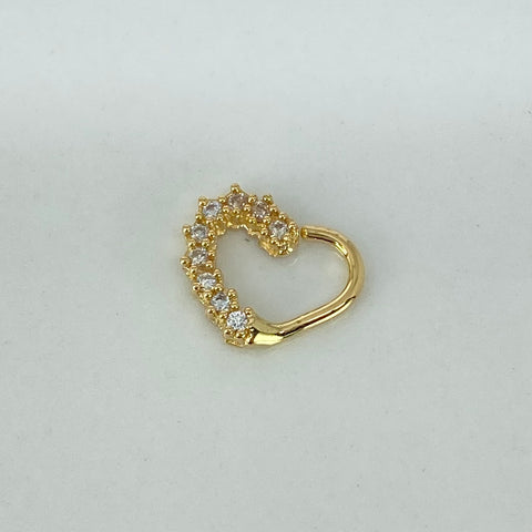 Piercing Corazon Circones Blancos / Oro Amarillo 18k (Joya) / 0,60gr / 1.1cm / (Oreja) *
