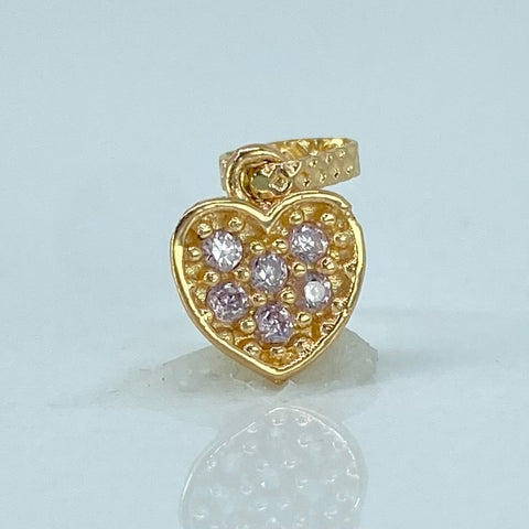 Dije Corazon Circones Rosas Oro amarillo 0,52 Gr / 1,3 Cm †