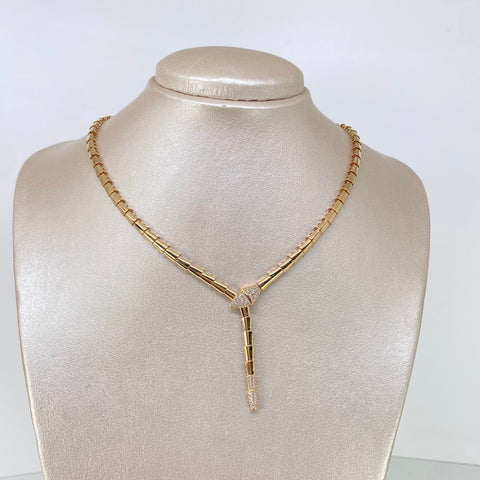 Cadena ● Serpiente BV Circones Blancos Oro amarillo 18k +3 / 16,3 Gr / 4,2 mm / 40 Cm *