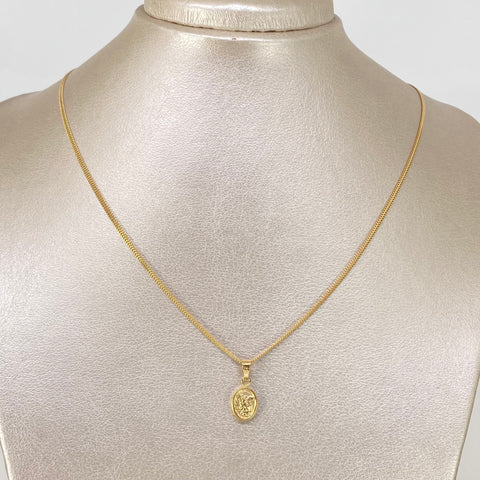 Set Cadena ● Mini Sedusa + Dije San Miguel Arcangel Oro amarillo 18k 2,9 Gr / 1,7 mm / 45 Cm