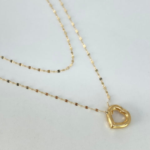 Set Cadena ● Crispeta + Dije Corazon Oro amarillo 18k 0,6 Gr / 1 mm / 50 Cm