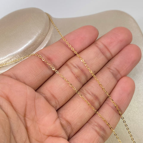 Set Cadena ● Rolon + Dije Corazon Circones Blancos Oro amarillo 18k 1,58 Gr / 1,5 mm / 50 Cm *