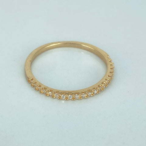 Anillo Churumbela Circones Blancos Oro amarillo 18k / Talla 7 1/4 / 1,42 Gr *