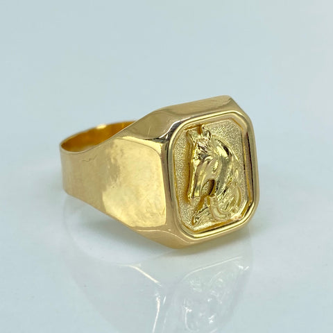 Anillo Sello Caballo Oro amarillo / Talla 10 3/4 / 3,8 Gr *