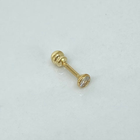Piercing Circon Blanco / Oro Amarillo 18k (Joya) / 0,25gr / 1.1cm / (Oreja) †