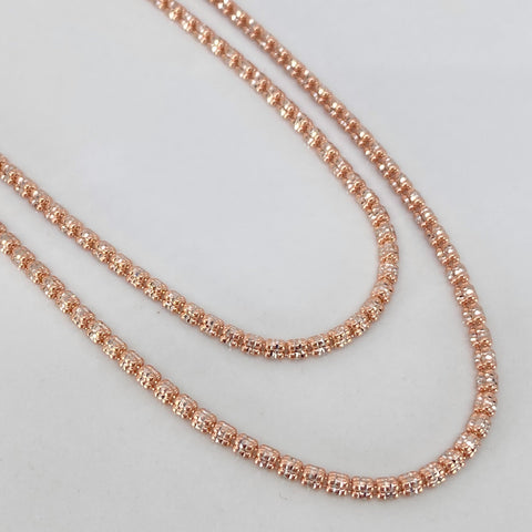 Cadena ● Punto Cuadrado Diamantado Oro blanco y Oro rosa 18k +3 / 12,5 Gr / 2,3 mm / 60 Cm