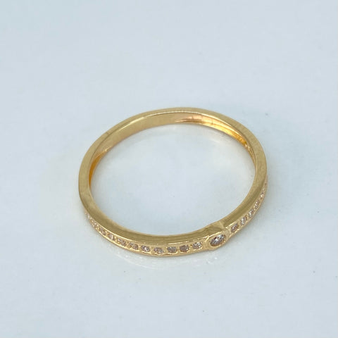 Anillo Solitario Churumbela Circones Blancos Oro amarillo / Talla 7 / 1,45 Gr †