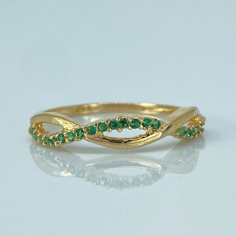 Anillo Churumbela Cruzadas Circones Verde Oro amarillo / Talla 6 1/4 / 1,6 Gr *