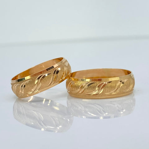 Anillo Argollas Matrimonio Ondas Oro amarillo 18k / Talla 9 3/4 - T 7 / 4,05 Gr *