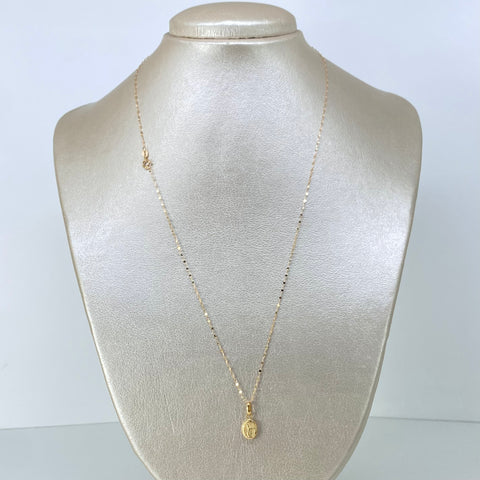Set Cadena Crispeta + Dije San Miguel Arcangel Oro amarillo 0,65 Gr / 1 mm / 50 Cm *