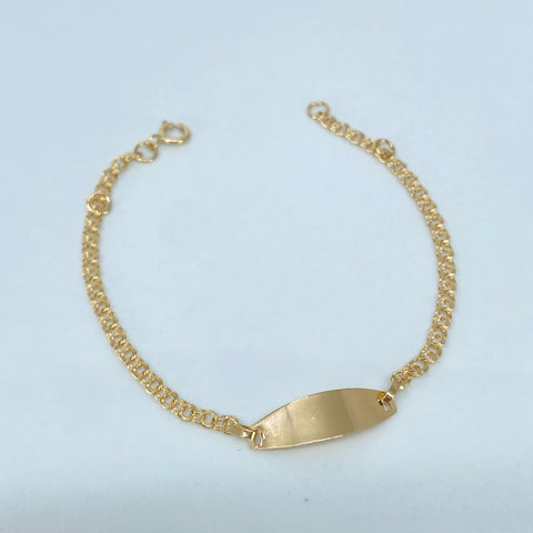 Pulso bebé Placa Ovalada Aro Seguido Oro amarillo 1,35 Gr / 2,2 mm / 14,8 Cm †