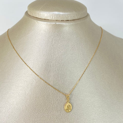 Set Cadena ● Aro Seguido + Dije Rostro Cristo Mini Oro amarillo 18k 1,54 Gr / 1 mm / 45 Cm *