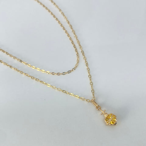 Set Cadena ● Rolon + Dije Sagrado Corazon Circon Amarillo Oro amarillo 18k 1,3 Gr / 1,5 mm / 45 Cm *