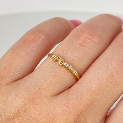 Anillo Fé Circones Blancos Oro amarillo 18k / Talla 6 / 0,98 Gr *