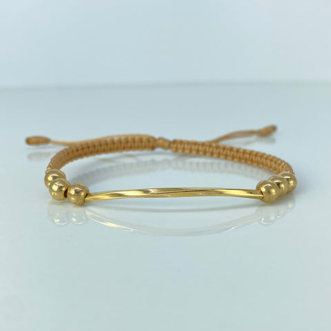 Pulsera tejida Herraje Melcocho / BL 6uni 5mm / Hilo Beige Oro amarillo 1,05 Gr *