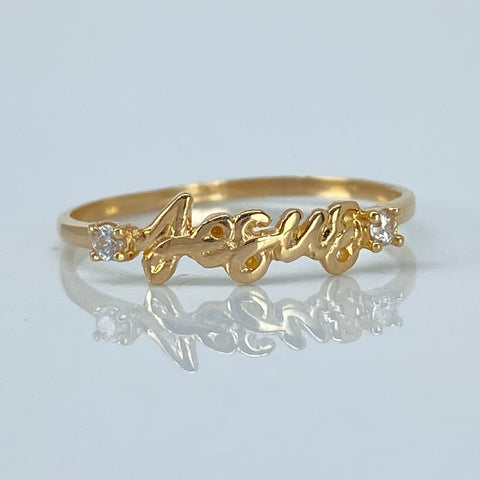 Anillo Jesus Circones Blancos Oro amarillo 18k / Talla 7 / 1,05 Gr