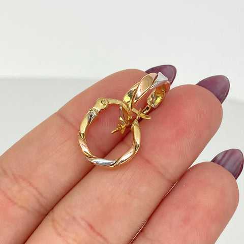 Candongas Trenzadas Tres oros 18k 1,83 Gr *