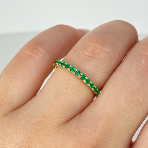 Anillo Churumbela Esmeraldas 35PTS Oro amarillo 18k / Talla 7 / 2 Gr *