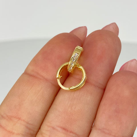 Candongas Circones Blancos Oro amarillo 18k 0,9 Gr / 1,1 Cm *