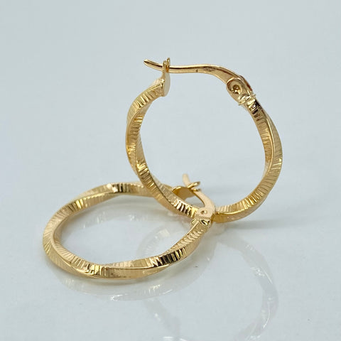Candongas Melcochas Rayadas Oro amarillo 18k 1,48 Gr / 2,3 Cm †