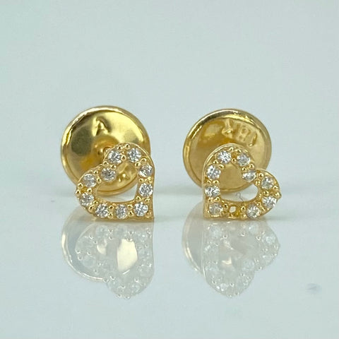 Topos Corazon Circones Blancos Oro amarillo 18k 0,55 Gr / 4,7 mm