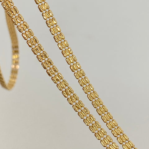 Cadena ● Mini Barriles Diamantada Oro amarillo 18k +3 / 6,91 Gr / 3 mm / 50 Cm †
