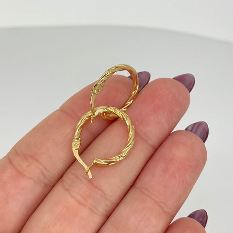 Candongas Entorchadas Oro amarillo 18k 1,18 Gr / 2,1 Cm  *