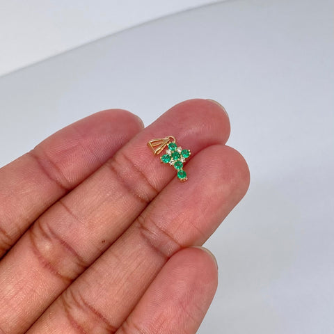 Dije Cruz Esmeralda 20PTS Diamantes 30PTS Oro amarillo 0,75 Gr / 1,6 Cm