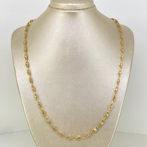 Cadena Rustica Eslabones Rombos Punteados Oro amarillo 18k 11,95 Gr / 4,1 mm / 60 Cm *