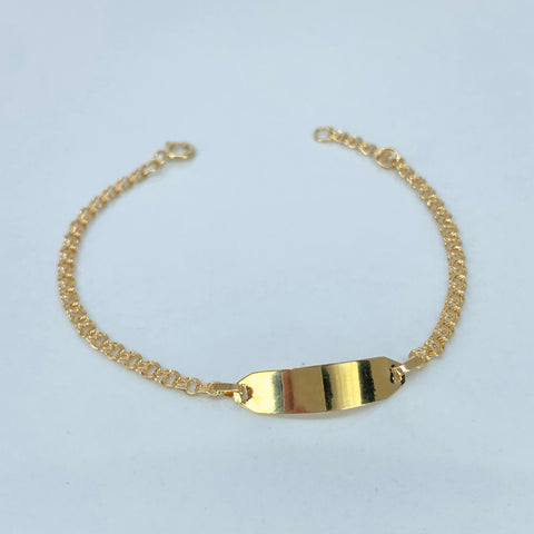Pulso bebé Placa Rectangular Curva Aro Seguido Oro amarillo 1,39 Gr / 2,2 mm / 15 Cm †