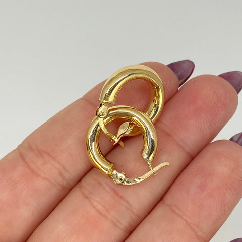 Candongas Redondas Lisas Oro amarillo 18k 2,82 Gr / 2 Cm  *