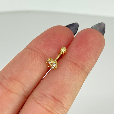 Piercing Trebol Circones Blancos / Oro Amarillo 18k (Joya) / 0,58gr / 6mm / (Oreja) †
