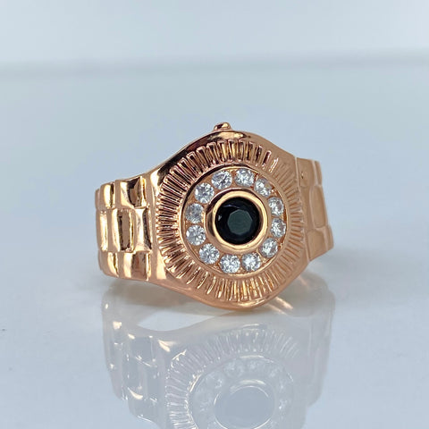 Anillo Circones Blancos Negros Oro rosa / Talla 11 / 5,7 Gr *