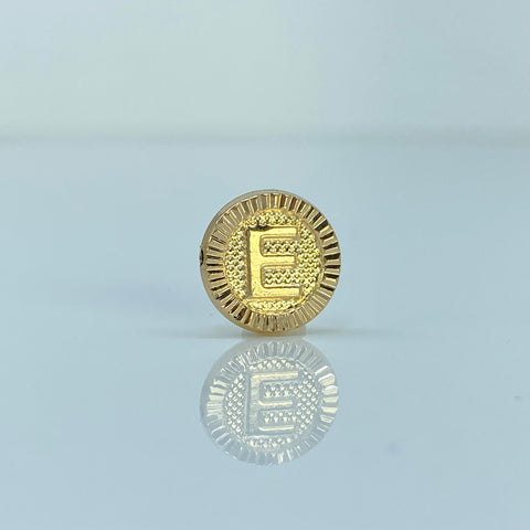 Herraje Letra E Diamantado Oro amarillo 18k 0,55 Gr / 1,1 Cm