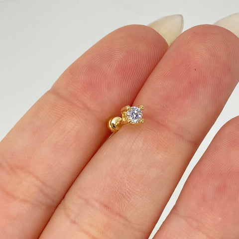 Piercing Circon Blanco / Oro Amarillo 18k (Joya) / 0,47gr / 1.3cm / (Oreja) *