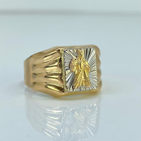 Anillo Cristo  Oro amarillo y Oro blanco 18k / Talla 11 1/2 / 3,57 Gr