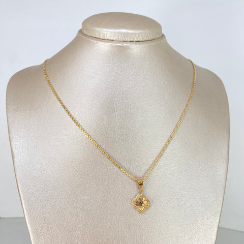 Set Cadena ● China + Dije Trebol Oro amarillo 18k 3,2 Gr / 1,7 mm / 50 Cm