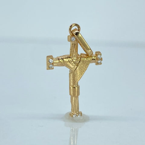 Dije Cruz Cristo Circones Blancos Oro amarillo 1 Gr / 2,8 Cm