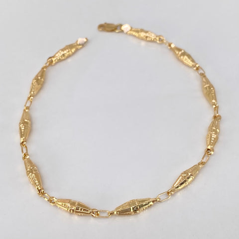 Pulso Rustico Eslabones Rombos Diamantados Oro amarillo 18k 2,65 Gr / 4 mm / 20,5 Cm *