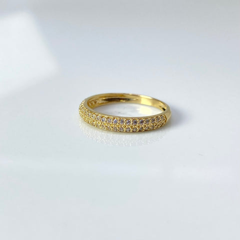 Anillo Circones Blancos Oro amarillo 18k / Talla 6 1/4 / 1,76 Gr *