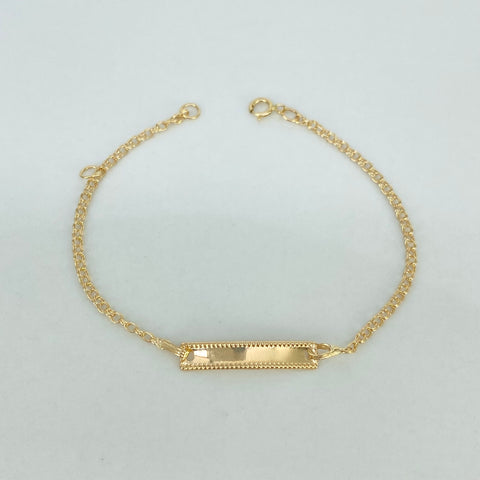 Pulso bebé Placa Rectangular Aro Seguido Oro amarillo 18k 1,28 Gr / 2 mm / 15,5 Cm *
